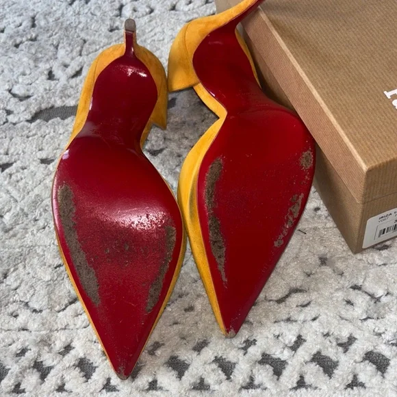 Christian Louboutin Yellow Suede Heels - Picture 5 of 8